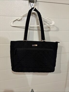 Vera Bradley Black Laptop Tote Bag with Front Zip Pocket